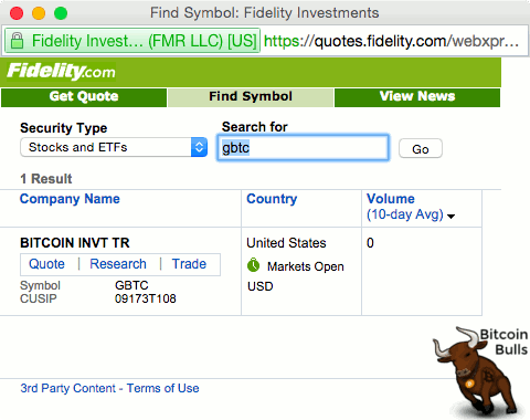 GBTC on Fidelity