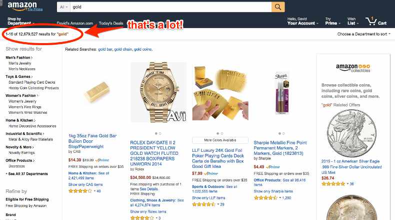 Amazon gold search results