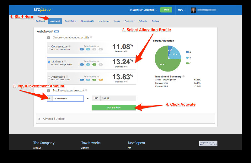 How to use BTCJam AutoInvest 4 Steps